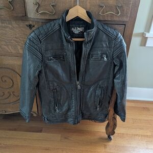 New Wave Motorcycle Black Faux Leather Jacket  8 Women's